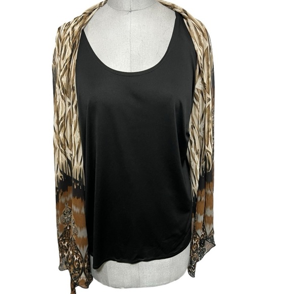 Dressbarn Autumn 3/4 Sleeve Pull-Over Layered Sheer Top Size 18/20 - Picture 5 of 8